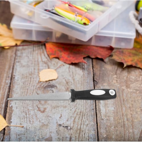 balacoo Multi-Functional Fishing Hook Sharpener with Adamas Half Round File, Portable Fish Hook File with Chain for Outdoor Use, Stable Performance Black Grinding Tool