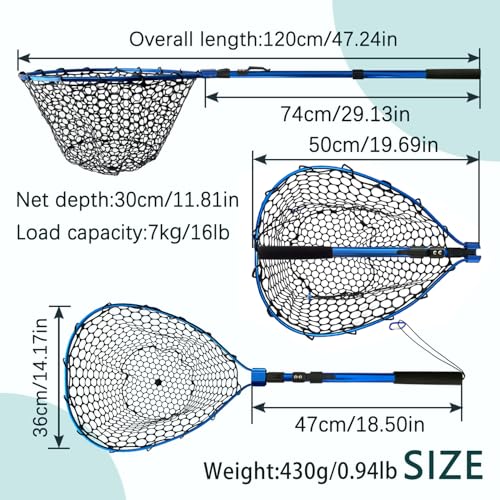 Fishing net (Retractable 11.81, Blue, 48in)