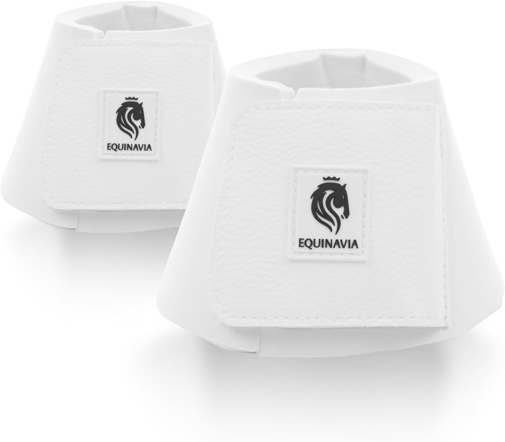 Equinavia Toki Bell Boots for Horses | Neoprene Overreach Boots - White - L