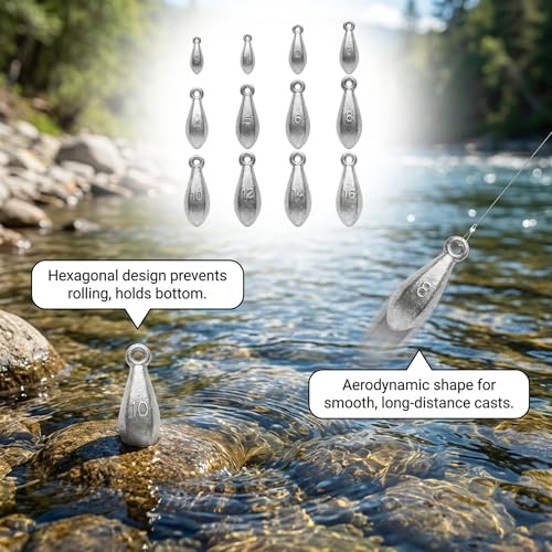 Bank Sinkers Fishing Weights, No-Roll Hexagonal, Surf & Catfish Saltwater - style: 1/2 Ounce-15pcs