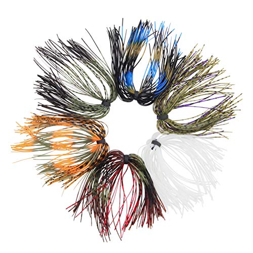 Silicone Jig Skirts Fishing Lures 50 Strands Bass Fishing Jigs Spinnerbait Skirts Replacement Kit Squid Jig Spinner Bait DIY Fishing Lures 12/24 Bundles - size: Type B-12 bundles
