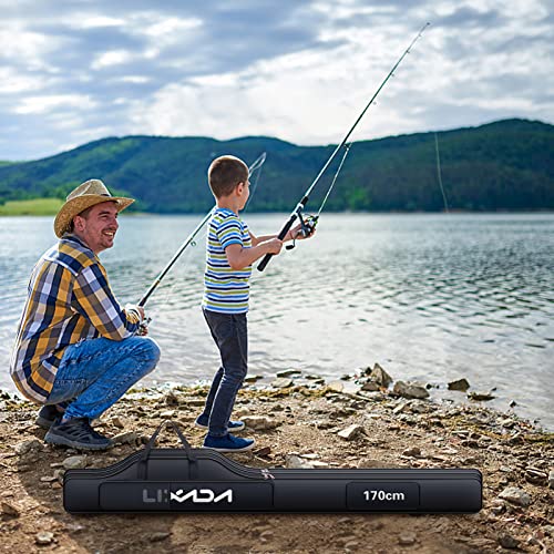 Lixada Fishing Rod Case, Portable Folding Fishing Rod Case Fishing Pole Reel Storage Bag Fishing Gears Organizer - size: 190cm