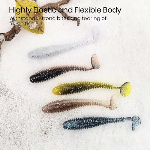 Pristis SwingShad, 35 pcs 3'' Paddle Tail Swimbaits, Soft Plastic Fishing Lures for Bass Crappie Smallmouth, Durable Swim Baits Sinking Swimmer Kit for Saltwater Freshwater Texas Carolina Fitness Rig - color: Common Shiner