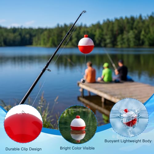 Coopay Fishing Bobbers 30Pcs-50Pcs/Lot Hard ABS Fishing Floats Set Snap on Float Red/White Bobbers Push Button Round Buoy Tackle Accessories - style: 1.5inch-30pcs