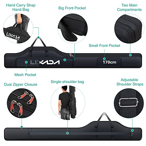 Lixada Fishing Rod Case - Portable Folding Pole and Reel Storage Bag, Gears Organizer - size: 210cm