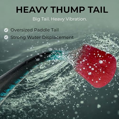 Thump Shad Paddle Tail Swimbait, 6" Soft Lures for Bass, Extra Weight Heavy Kicking Tail for Jig Head & Weighted Swimbait Hook, 3 Pack - color: Green Pumpkin Chartreuse