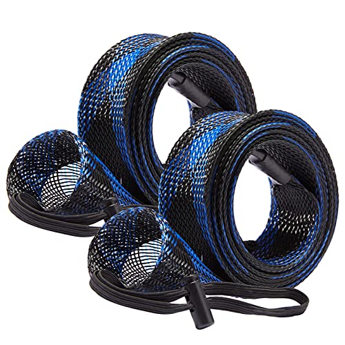 BASSDASH Casting Spinning Fishing Rod Sleeves Protective Rod Socks for Fishing Poles Up to 7-1/2ft - color: Black & Blue - 2pcs, size: For Spinning Rod up to 7-1/2 ft