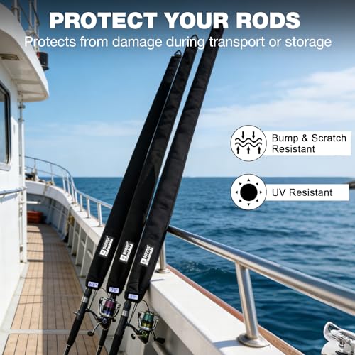 Booms Fishing Neoprene Rod Sleeve: Fishing Pole Sleeve - Protective Rod Socks with Hanging Loop & Adjustable Lanyard - RS8/9 Floating Pole Covers for Casting/Trolling, Spinning, Fly Rods - size: 68", style: Spinning
