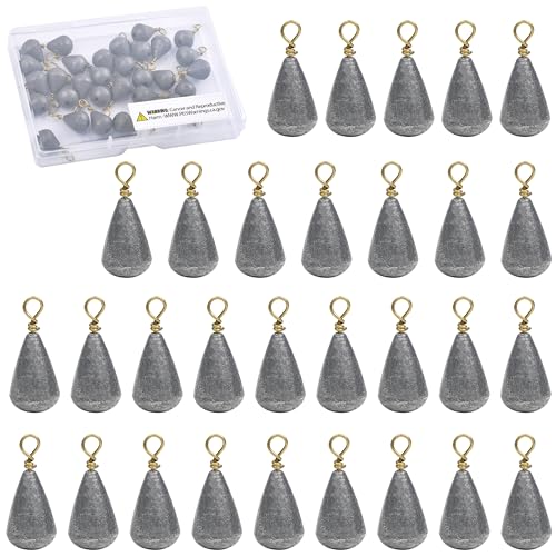 Fishing Weights Sinkers,15/30pcs Bass Casting Weights Bell Sinkers Fishing Weights Drop Shot Catfish Sinkers with Brass Swivel for Saltwater Freshwater - size: 3/8oz-15pcs