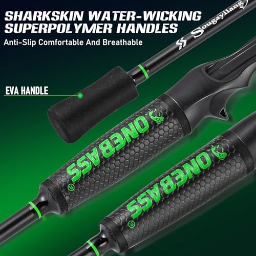 One Bass Fishing Rod, Lightweight Graphite Spinning & Casting Rod with Super Polymer Handle - color: Casting Rod, size: 7'0"