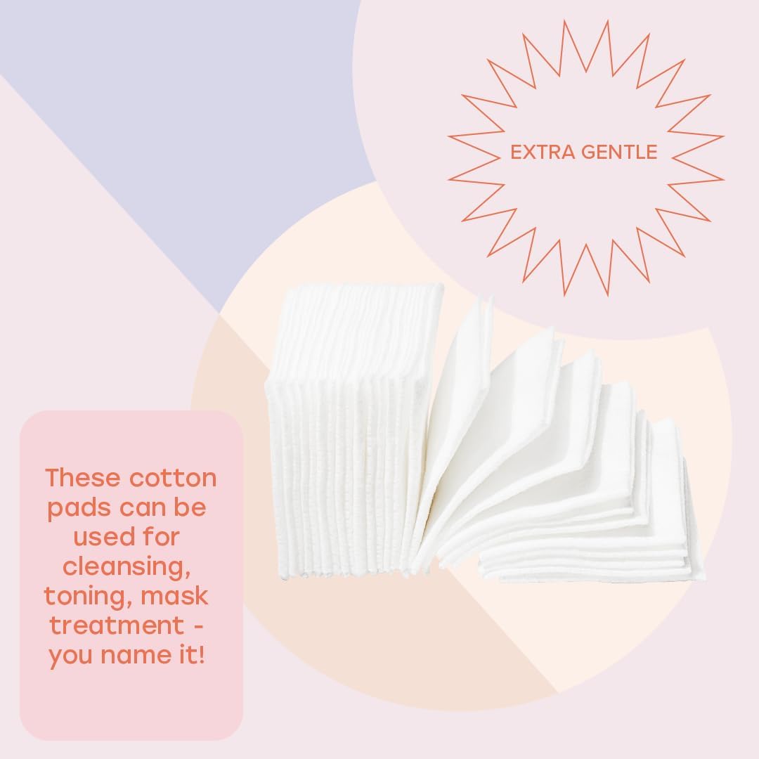 White Rabbit - Naked Cotton Classic - Premium Facial Cotton Pads - for Makeup Remover, Toner, Mask - 100% Cotton, Unbleached, Lint-Free - Extra Soft & Durable - Natural & Cruelty-Free - 100 Count