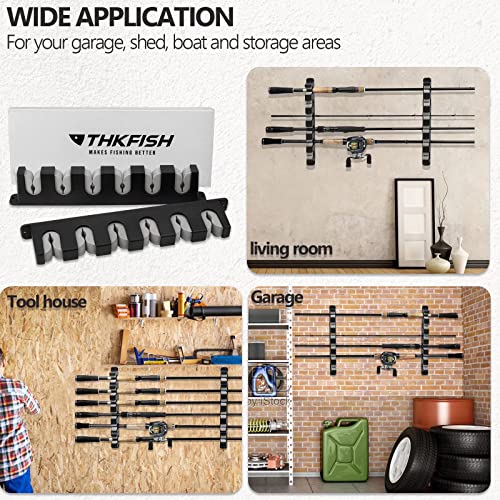 THKFISH Fishing Rod Rack Holders Wall Mount Vertical/Horizontal for Garage