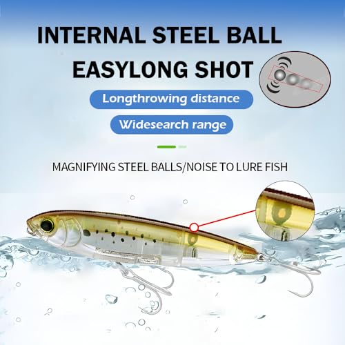 Top Water Fishing Lure for Freshwater and Saltwater, Long Cast Sinking Pencil Lures Artificial Hard Baits with Treble Hook, for Bass Walleye Pike Catfish Musky Perch Fishing Gifts for Family Fishing - color: A