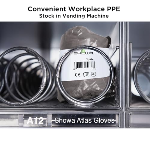 SHOWA Atlas 620 Double-Dipped PVC Chemical Resistant Gloves, Rough Finish Grip, Seamless Cotton Liner - size: Medium, style: Vending 12-pack