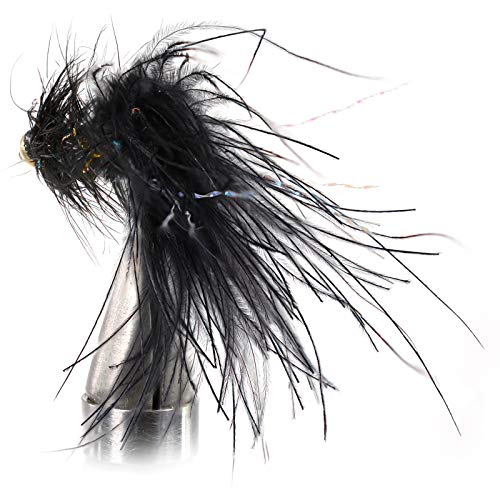 Woolly Bugger Crystal Black Bead Head Flies - Tied on Mustad Signature Fly Hooks use for Trout and More (12ct - Hooks #4-10) - style: Assortment