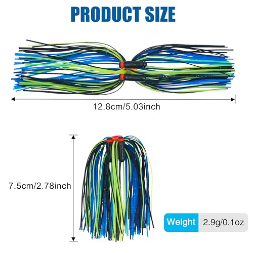 OROOTL Silicone Jig Skirts Spinnerbait Skirt Replacement Bass Fishing Lures for DIY Spinner Baits Buzzbaits Squid Jig Accessories - color: B-Skirts with Rattles-6pcs
