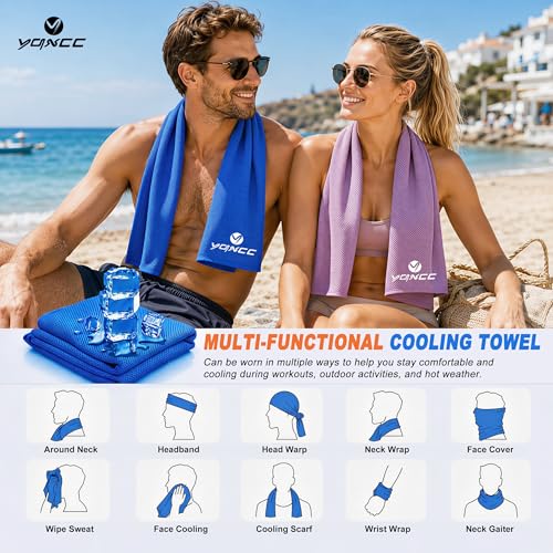 YQXCC 4 Pack Cooling Towels 40"x12", Cold Cool for Neck & Face | Cooling Neck Wraps, Soft Breathable Microfiber Chilly Towels, Ideal for Gym, Yoga, Golf, Running, Camping & Hot Weather - color: Green*2 + Dark Blue*2