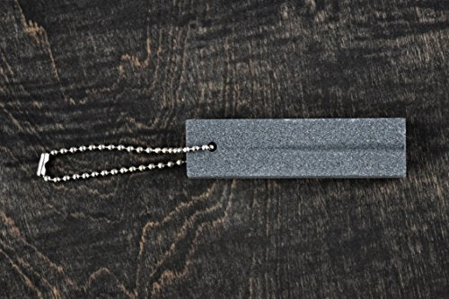 SE 3-1/4 Inch Fishing Hook Sharpening Stone with Keychain - Compact 180 Grit Aluminum Oxide Tool for Hooks & Knives - SS71
