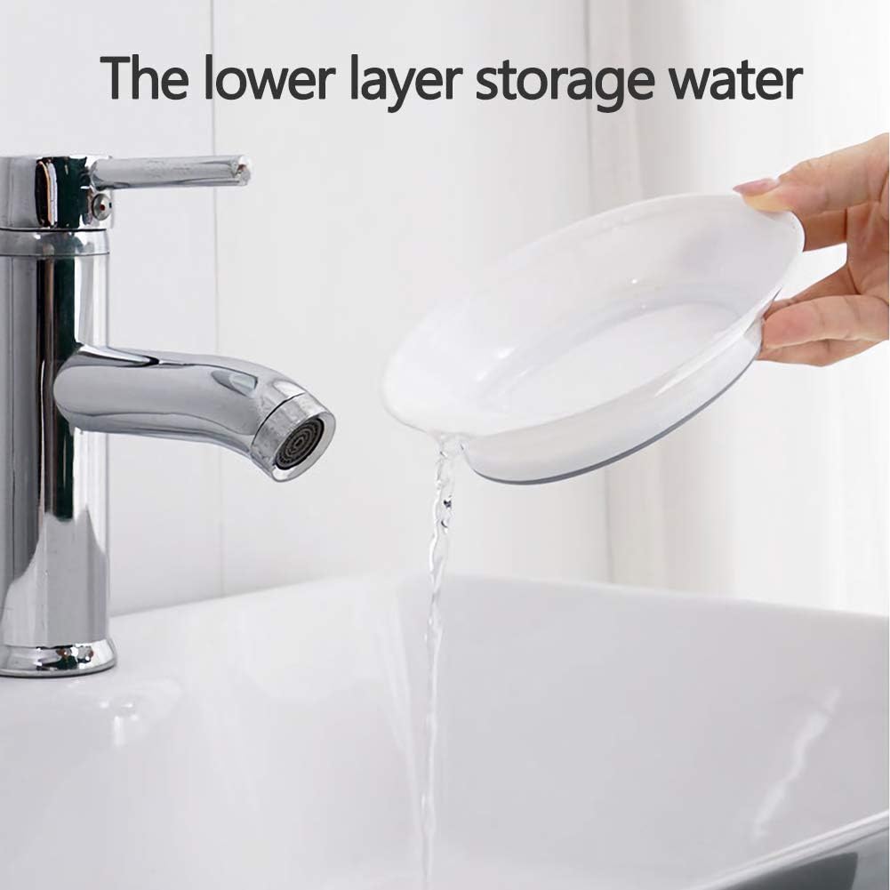 WYOK 2-Pack Soap Dish with Drain Plastic Sponge Holder Easy Cleaning Soap Saver Tray Caddy Keep Dry Stop Mushy for Shower Bathroom Kitchen(White)