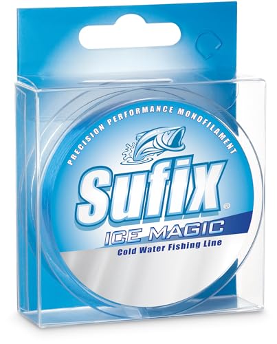 Sufix Ice Magic Fishing Line, Low-Temperature, All-Purpose Ice Fishing Monofilament for Smooth Handling and Cold-Weather Performance, 1 LB, Glacier Blue