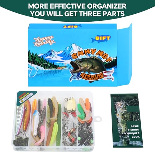 142pcs Fishing Lures Tackle Box Bass Kit with Fishing Techniques Book | 1.Exquisite packaging 2.suitable for beginners and gifts for kids 3.experiment with different fishing techniques - color: 142pcs Fishing Tackle Box