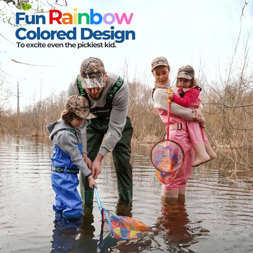 DaddyGoFish Kids Fishing Net - Extendable Telescopic Landing Net for Boy Girl Children Catching Small Fish Crab Shrimp Minnow Dragonfly Beach Pier Lake River Ocean - color: Style 3 (2 Pack, Blue + Blue)