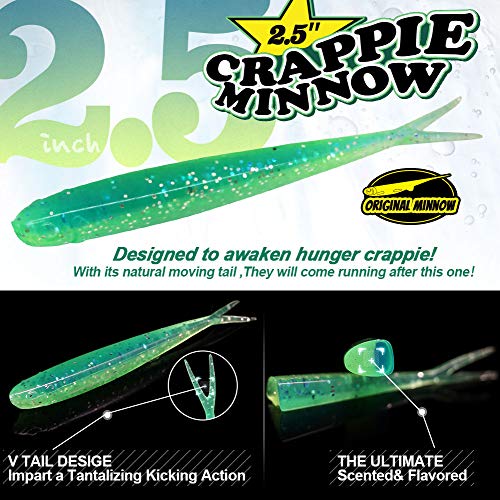 Crappie-Baits- Plastics-Jig-Heads-Kit-Shad-Minnow-Fishing-Lures-for Crappie-Panfish-Bluegill-40 &135 Piece Kit - color: CRAPPIE MINNOW 40 pc. KIT COMBO 2