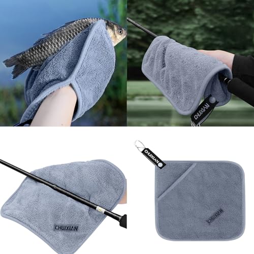 Towel with Clip Fishing Accessory Microfiber Towels Soft Drying Baits Towel for Outdoor Fishing - color: Double Layer