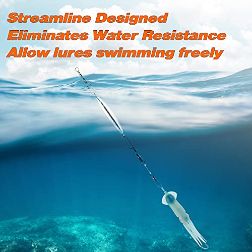 Dr.Fish Inline Trolling Lead Sinkers Torpedo Weights Saltwater Fishing | Streamlined Torpedo Shaped Trolling Sinkers, Perfect for salmon, tuna, walleye, trout, and wahoo in fresh and saltwater. - size: 1oz-5 Pack
