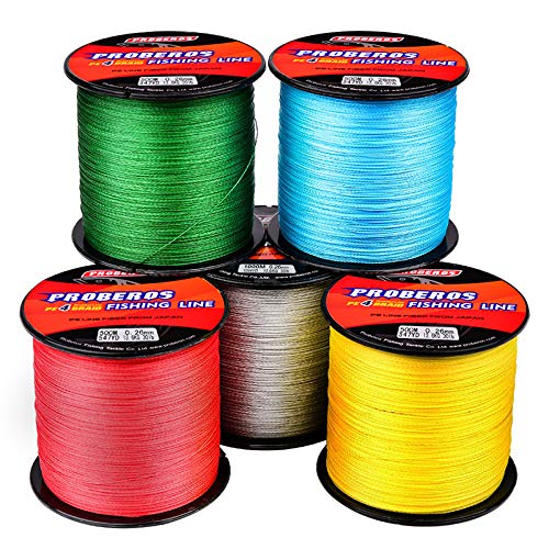 Braided Fishing Line 4 Strands Stronger Multifilament PE Braid Wire for Saltwater 6LB-100LB 110yards 328yards 547yards Super Strong Superline - color: Red, size: 328Yds/30LB
