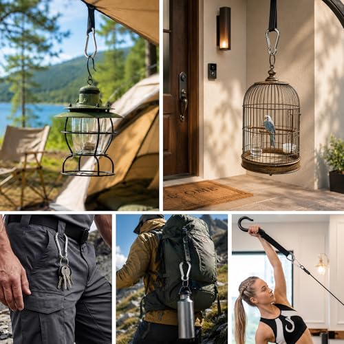 Small Carabiner Clip, 20PCS 1.97 inch 304 Stainless Steel Heavy Duty Carabiners, Metal Spring Snap Hook Clips for Outdoor Travel Camping Fishing Hanging Key Chain - size: M5-1.97'', style: 20PCS