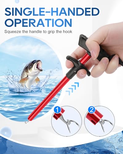 UCEC Fish Hook Remover Tool, Dehooker Tool Fishing, Squeeze-Out Hook Remover Tool Fishing, Fast Decoupling Securely, Pro Fishing Hook Remover Extractor, Aluminum Easy Reach and Portable, 2Pcs - size: Large & Small