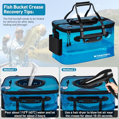 Foldable Transparent Fishing Bucket, 6 Gallon Foldable Bait Bucket, Live Fish Container Multi-Functional Bucket, Live Bait Bucket for Saltwater, Camping, Moving (23l/6Gallon with Aerator) - size: 6Gallon with Aerator