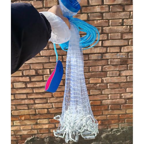 Lawaia Cast Net with Lead Sinkers Fishing Throw Nets Hand Castnet Shrimp Bait Traps 1/2 inch Mesh for Freshwater Saltwater with 3ft/4ft/5ft/ 6ft/ 7ft/ 8ft/ 9ft/ 10ft/ 11ft/ 12ft Radius - size: 3FT Radius