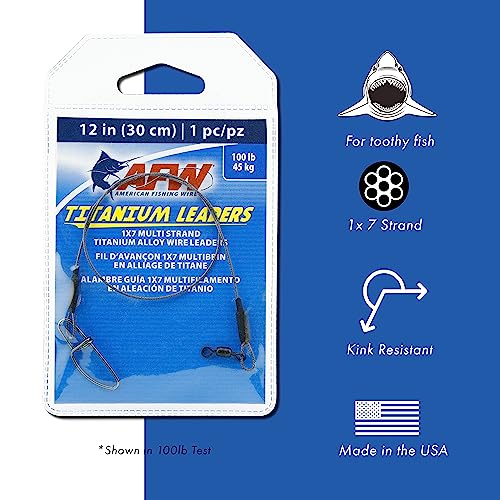 AFW Titanium Surfstrand, Bare 1x7 Fishing Leaders - style: 18 In, 30 Lb /.017 in