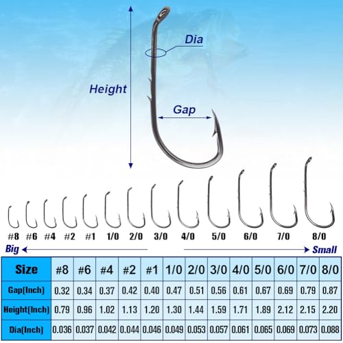 Baitholder Fishing Hooks 100 Pack - Double-Barbed Long Shank for Bluegill Bass Trout Walleye Black/Red, 8/0-#8 - color: 2-Black, size: 1/0 100-Pack