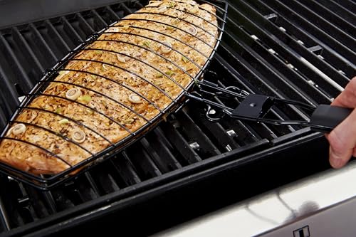 GrillPro 21015 Detachable Handle Fish Basket, Chrome - style: Fish Basket
