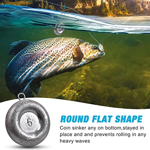 Disc Sinkers Fishing Weights, Coin Sinkers Weights Saltwater Surf Fishing Weights Catfishing Gear Tackle 8oz 6oz 5oz 4oz 3oz 2oz 1oz - style: 6oz-5pack