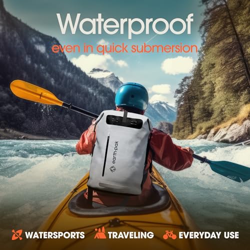 Earth Pak Waterproof Backpack - Heavy Duty Hiking Backpack - Roll-Top Closure Bag - Cushioned Dry Bag Waterproof Phone Case - color: Grey, size: 85L