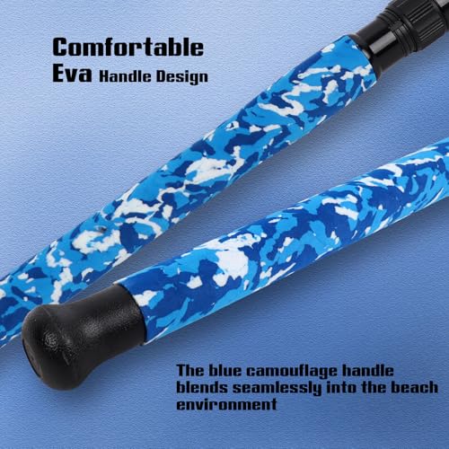 Fiblink Surf Rod,Portable Travel Fishing Rod,Spinning Rod with Blue Camouflage Handle,2Piece/3Piece/4Piece Carbon Fiber Fishing Rod (9ft/10ft/12ft/14ft) - style: 9' - Medium Heavy - 15-30lb - 4pc
