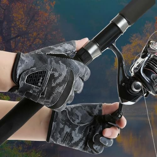 Men’s 3-Cut-Finger Fishing-Gloves Non-Slip Breathable-Kayak-Gloves | Adult UV-Protective breathable gloves,3 open fingertips aid line control,non-slip palms improve grip fly fishing accessories - size: Medium