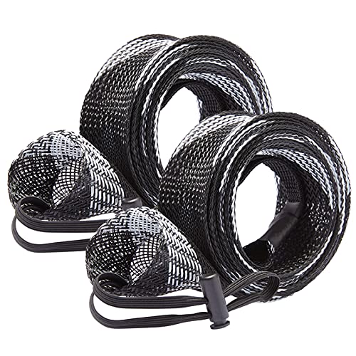 BASSDASH Casting Spinning Fishing Rod Sleeves Protective Rod Socks for Fishing Poles Up to 7-1/2ft - color: Black & White - 2pcs, size: For Spinning Rod up to 7-1/2 ft