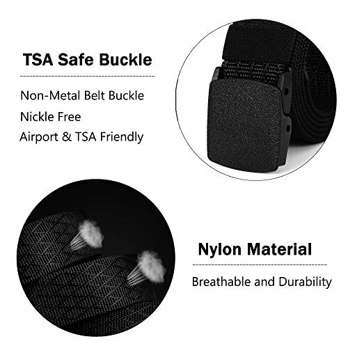 Mile High Life | Nylon Web Belt | Outdoor Military Belt | TSA Safe Buckle Plastic/Metal - color: Black 530 Cross