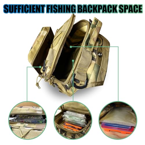 Waterproof Fishing Backpack with 2 Tackle Boxes, 2-Way Carry Design & Durable Material,Black, Khaki, Camo (Camouflage with Two Tackle Boxes) - color: Camouflage With Two Tackle Boxes