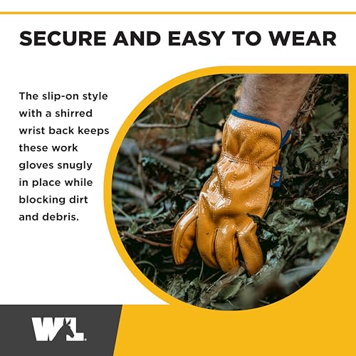 Wells Lamont Men's Slip-On HydraHyde Leather Work Gloves – Water-Resistant, Breathable, Durable – Ideal for Gardening, Landscaping, Ranching – Heavy Duty Leather Work Gloves – Saddletan, XX-Large - size: 2X-Large (Pack of 1), style: Slip-on