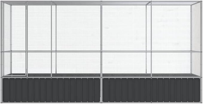 Outdoor Aviary Bird Cage, Galvanized Steel Outside Ample Activity Space Birdcage, 164.8"x42.1"x83.5", -263