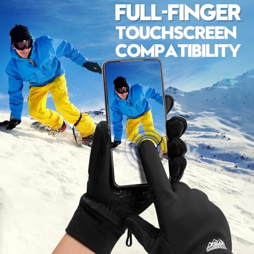 Bruvoalon Winter Gloves for Women & Men, 3M Thermal Insulation, Lycra Fabric, Touchscreen, Anti-Slip - color: Black, size: XX-Large