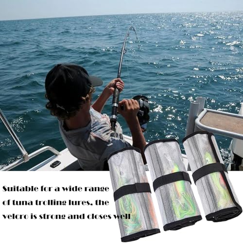Roll Up Fishing Lure Wraps Set-Durable Lure Bag 6 Pocket PVC Protective Cover Saltwater Hook Covers Fabric Lure Protector Trolling Lure Tackle Box - color: Clear 1-pack, size: 35" X 12"