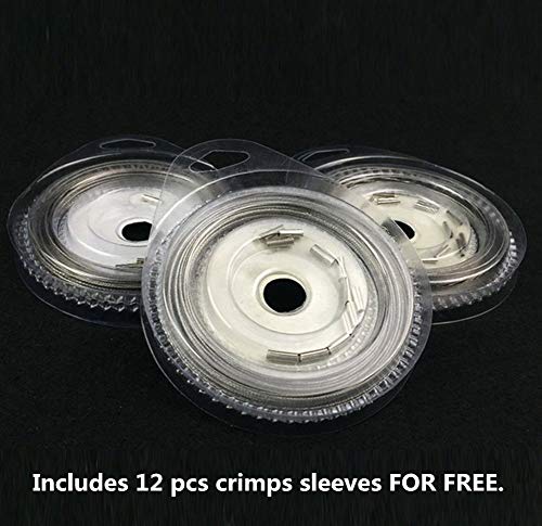 Wire Fishing Line Steel Leader: 10lb - 200lb Test Knottable Fishing Leader Making for Saltwater Rigging - 32.8ft Nylon Coated 7 Strands Silver String Wire with 20pcs Sleeves - size: 60lb Test, 0.024in/0.60mm Diameter