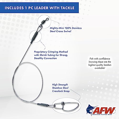 AFW Titanium Surfstrand, Bare 1x7 Fishing Leaders - style: 18 In, 75 Lb / .026 in